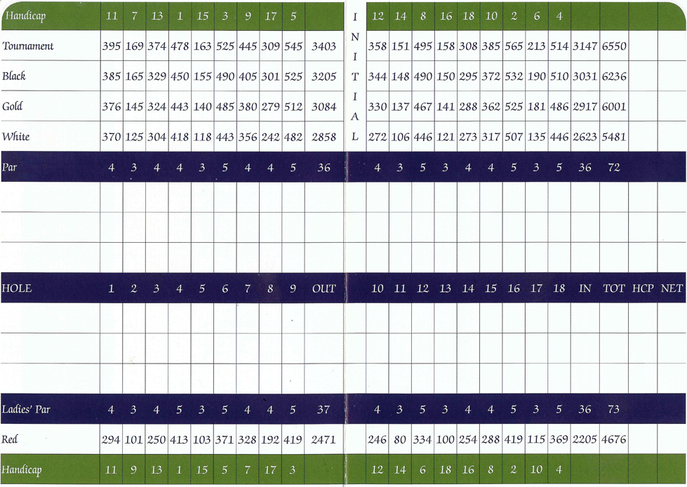 Kilmarlic Golf Club Scorecard